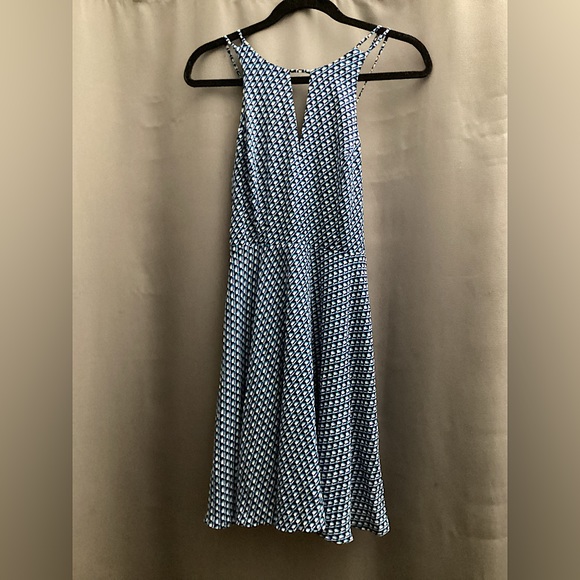 Forever 21 printed blue cross cross straps knee length dress - Picture 2 of 4